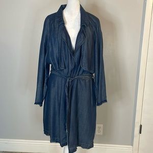[cloth & stone] Chambray Belted Trench Coat - Size Medium